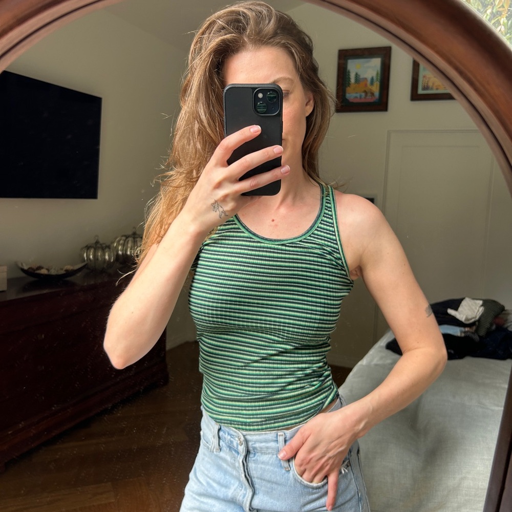 La Ligne Striped Green Tank
